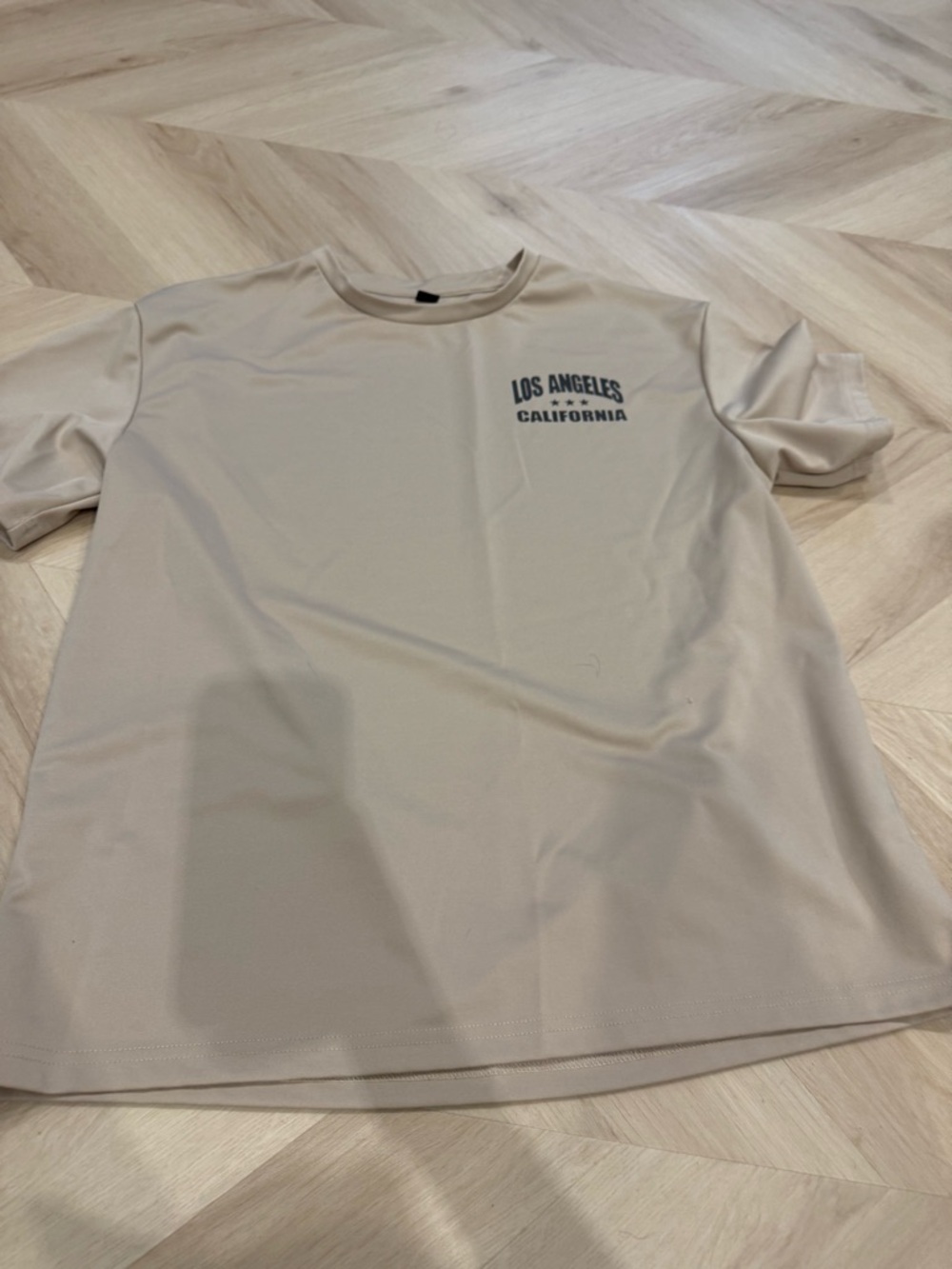 SHEIN Beige Los Angeles California Chest Graphic Tee